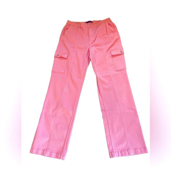 Judy Blue Pink Straight Leg Cargo Jeans Womens Size 13 or 31 - Picture 5 of 12